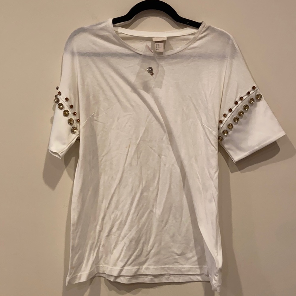 T-Shirt Embellished with Gemstones NWOT